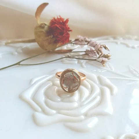 petit bouquet ring ドライフラワーの花雫リング No.02 (約9号フリーサイズ )