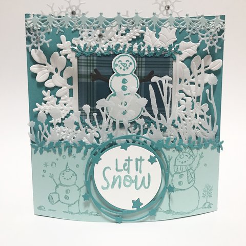 スノーマン カード ☃️  クリスマス 雪 ひいらぎ 樹氷 結晶 雪だるま stampinup  スタンピンアップ 