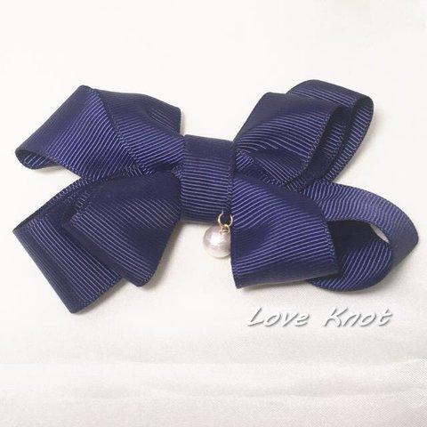 [Love Knot]リボンヘアクリップ/バレッタ（ネイビー）