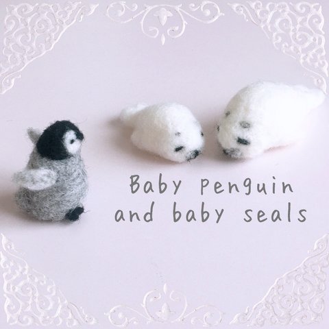 Baby penguin and baby seals