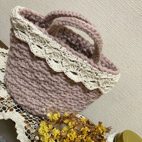 ★  ⌘ハンドメイド　ミニかごバック