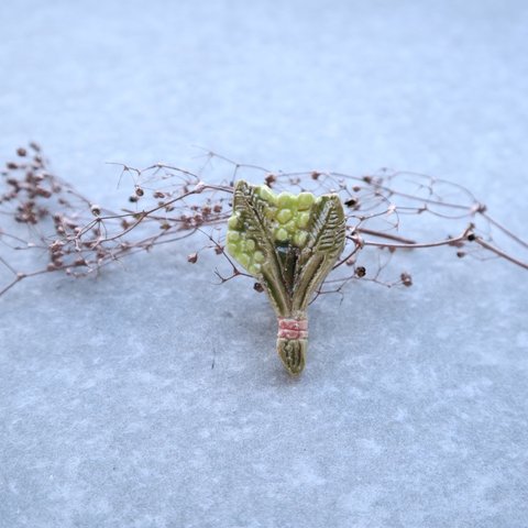 陶芸ブローチ＊花　ミモザ