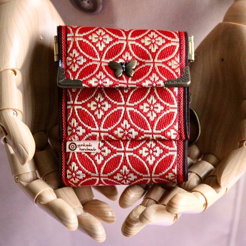 ガバッと開くタテ入れの畳縁ジャバラ カードケース　ミニ財布