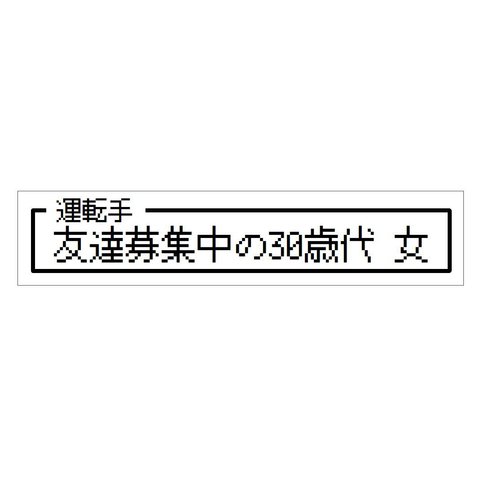 ゲーム風 ドット文字 友達募集中30歳代 女 カー マグネットステッカー