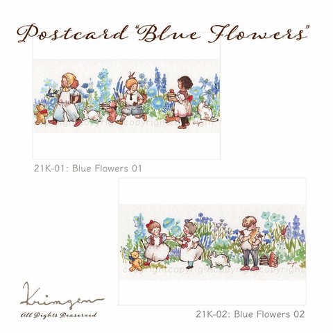 Blue Flowerポストカード　2枚セット