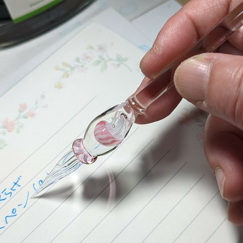 【再販8】特別色ピンクのアカクラゲガラスペン・a_beeの気まぐれガラスペンシリーズ（化粧箱付き）