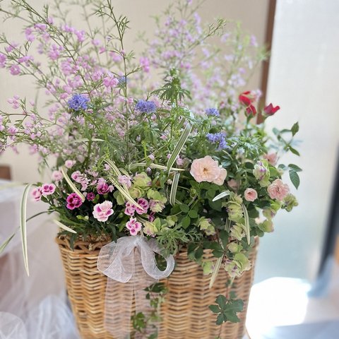 ありがとうの想いを寄せて♡大きな花束のようなピンクの寄せ植え/花の寄せ植え