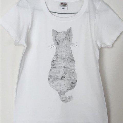 かわいい子猫とバーベナＴシャツ　グレー　全８色　サイズ多数　受注制作