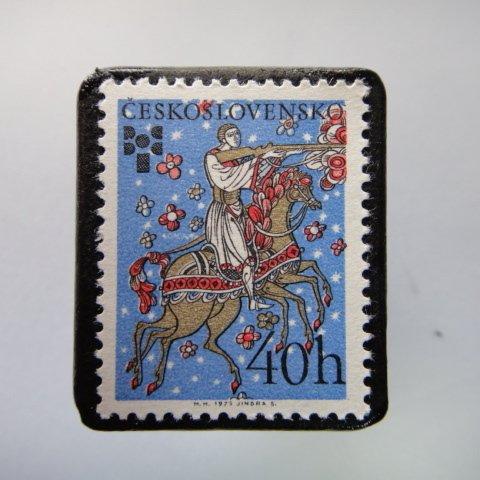 チェコスロバキア　切手ブローチ3598
