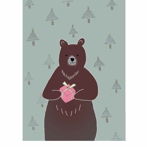 ”クマさんのクリスマスプレゼント”インテリアポスター