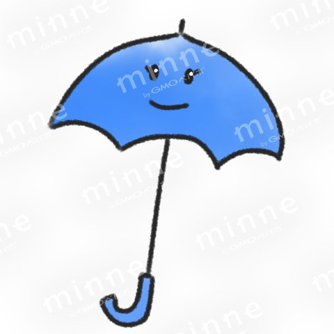 傘／雨と笑顔 （イラスト素材）I_8