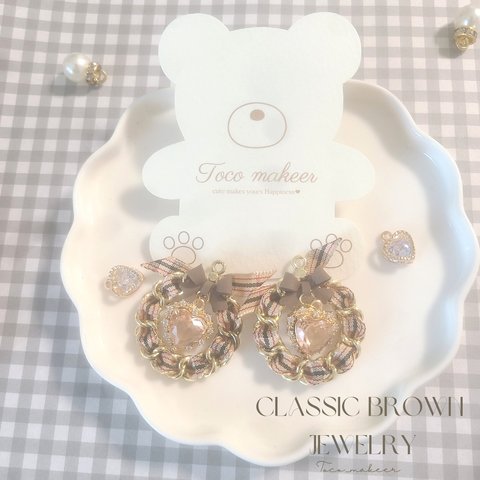 CLASSIC brown  ×  Heart  Jewelry  hair  クラシック PINK  ヘアゴム アクセサリー hairaccessory