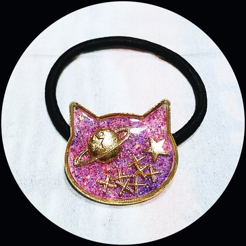 😼ネコの惑星😼ヘアゴム　レジン