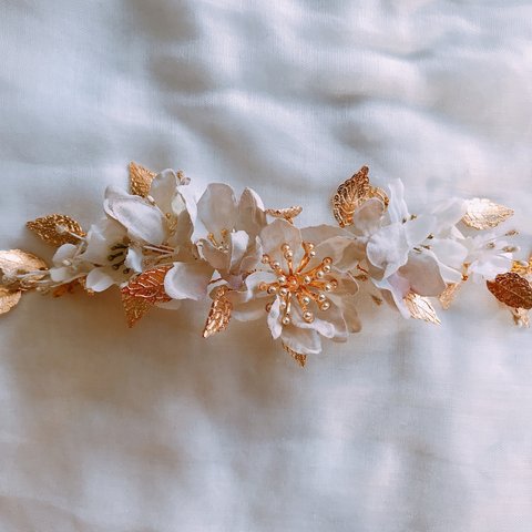 【予約販売】Vintage Gold Leaf cloth flower 《花冠》