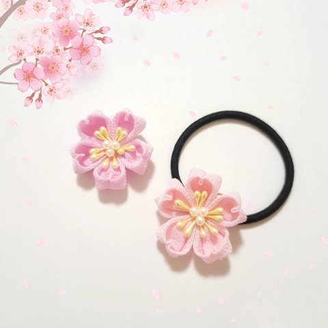 ☆再再販☆『🌸桜のヘアゴム🌸春満開🌸』桜色orぴんく　◎つまみ細工◎