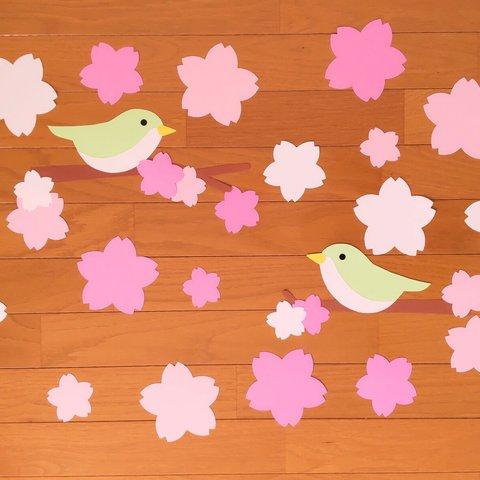桜とうぐいす　春の壁面