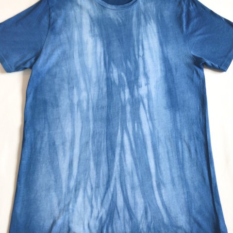 送料無料　Waterfall 瀑布 オーガニックコットン 藍染め 絞り染め　Tシャツ