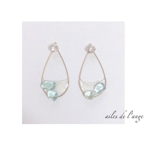 no.398 - seaglass ＊ rhinestone drop pi/ea