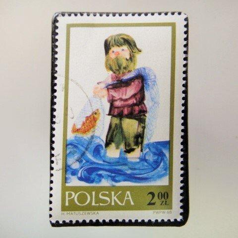 ポーランド 　童話切手ブローチ 3959