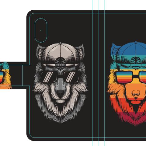 新品送料無料iPhoneケース 手帳型 狼 オオカミ ウルフ