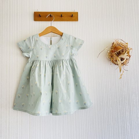 半袖・七分袖・長袖　ギャザーワンピースmini flower  子供服