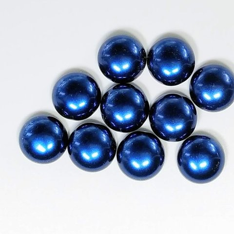 直径14ｍｍ　ガラスパールカボション　ミッドナイトブルー　4個