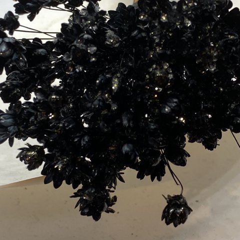 スターフラワーブロッサム ブラック ラメ付き 加工花材80本