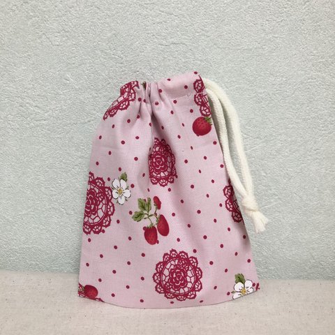 ミニミニ巾着　苺柄の巾着袋　