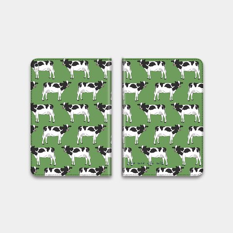 【モーモー牛ミルク】緑の牧場　手帳型タブレットケース　ipad andoroid　対応機種あり