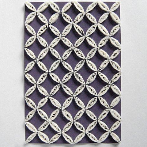【紫】七宝文様のポストカード【ペーパークイリング】