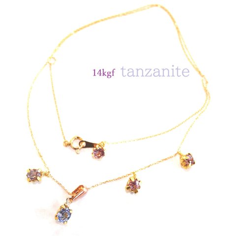 14kgf tanzanite & pink spinel braclet &necklace ブレスレット～桜色～k18 k10