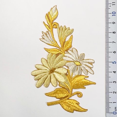 お花の刺繍（ワッペン・アップリケ）イエローA