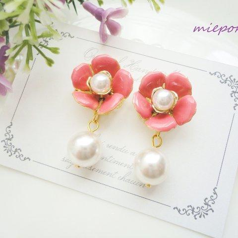 桜咲く❀Flower❀pink❀イヤリング(ピアス）