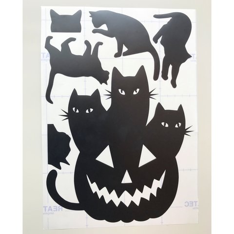 厚みのある　ねこ　ハロウィン　ウォールステッカー　A4シート　Ｂタイプ