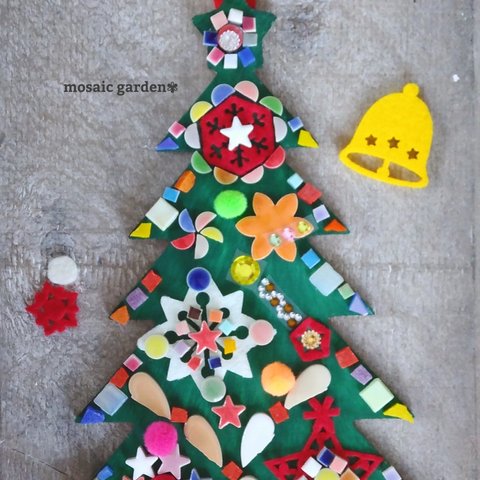【手作りキット】モザイクタイルで作るクリスマスツリーの飾り グリーン