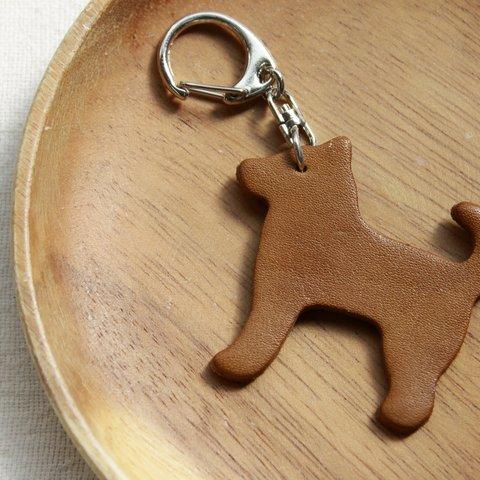 革のキーホルダー(犬)※刻印無料サービス