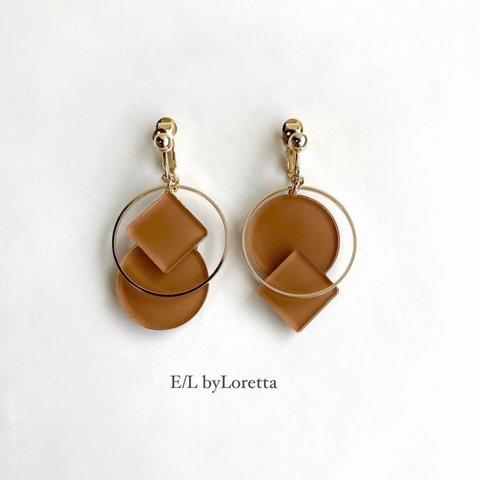 Square × circle color pierce/earring(Mustard) [cc]