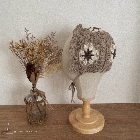  〖受注生産〗ひらひらbonnet ︴beige 