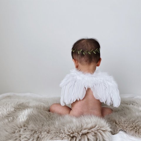 angel 's wing / 天使の羽＆ヘアバンドset | ニューボーンフォト | ハーフバースデー | 新生児