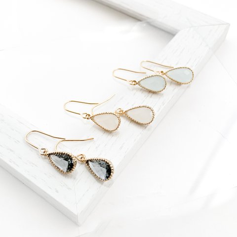 【送料無料】Cut Frame Glass Pierces/earrings n011