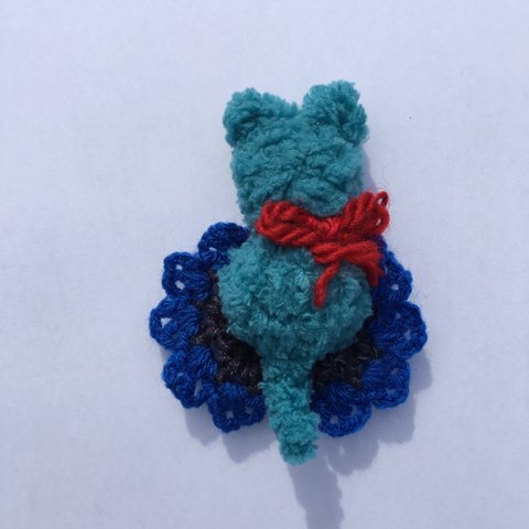 手編みの猫のアップリケ