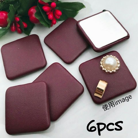 【cbtt515】【bordeaux  6個】fake leather big square cabochon