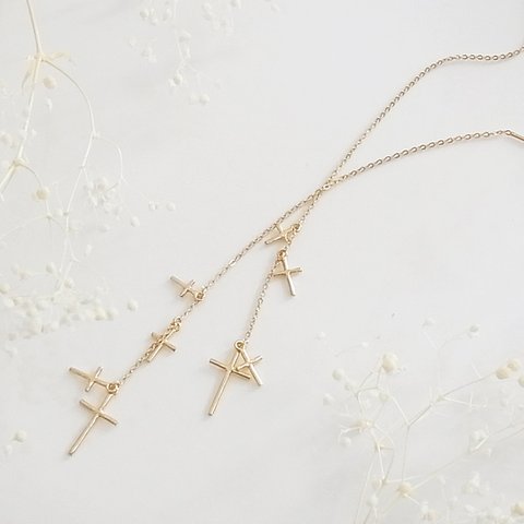 Star Cross pierced earring(gold)