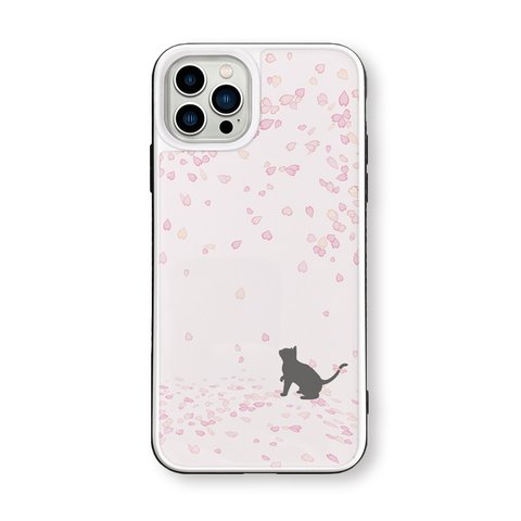 桜 drops (桜色)　強化ガラスケース　iPhoneケース　iPhone14ケース　iPhone13ケース