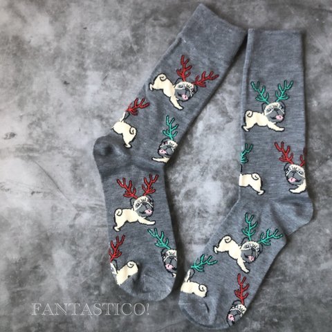 フレンチブルドッグ柄靴下❤️メンズスケーターソックス ポップアート グラフィック ギフトプレゼント クリスマス