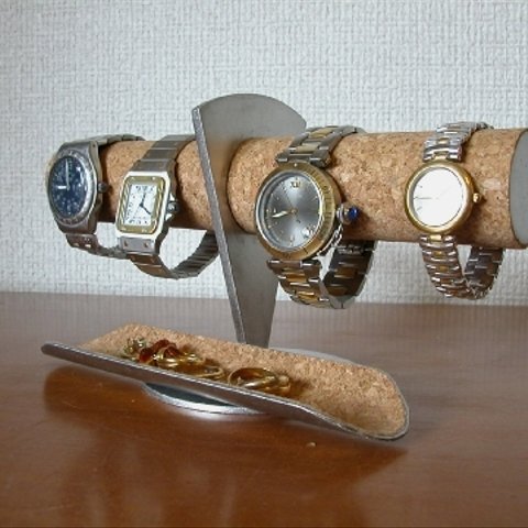 腕時計スタンド　トレイ付き4本掛け腕時計ディスプレイスタンド 　受注販売 