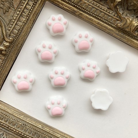 【4個セット】肉球(=^ェ^=)デコパーツ♪キッズハンドメイド♡リボンのセンターや♡小物やアクセサリー作りにも