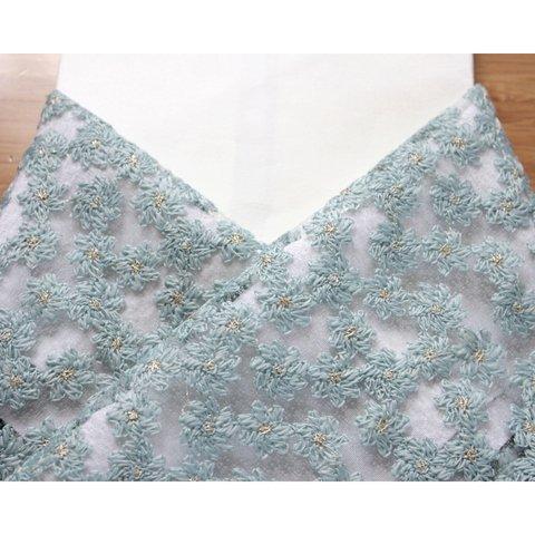 ◇レース半襟【stitch flower cyan】