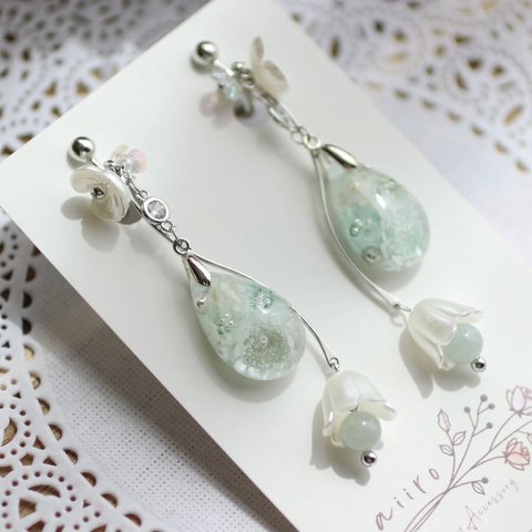 swingdrop_earring＊ palegreen_ペールグリーン ＊ aiiro