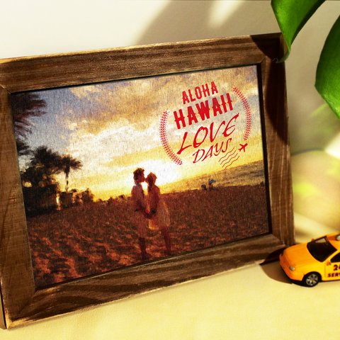 デジタル絵画イラスト★「ハワイ HAWAII 02」インテリアや贈り物に「（2L）【額縁付】